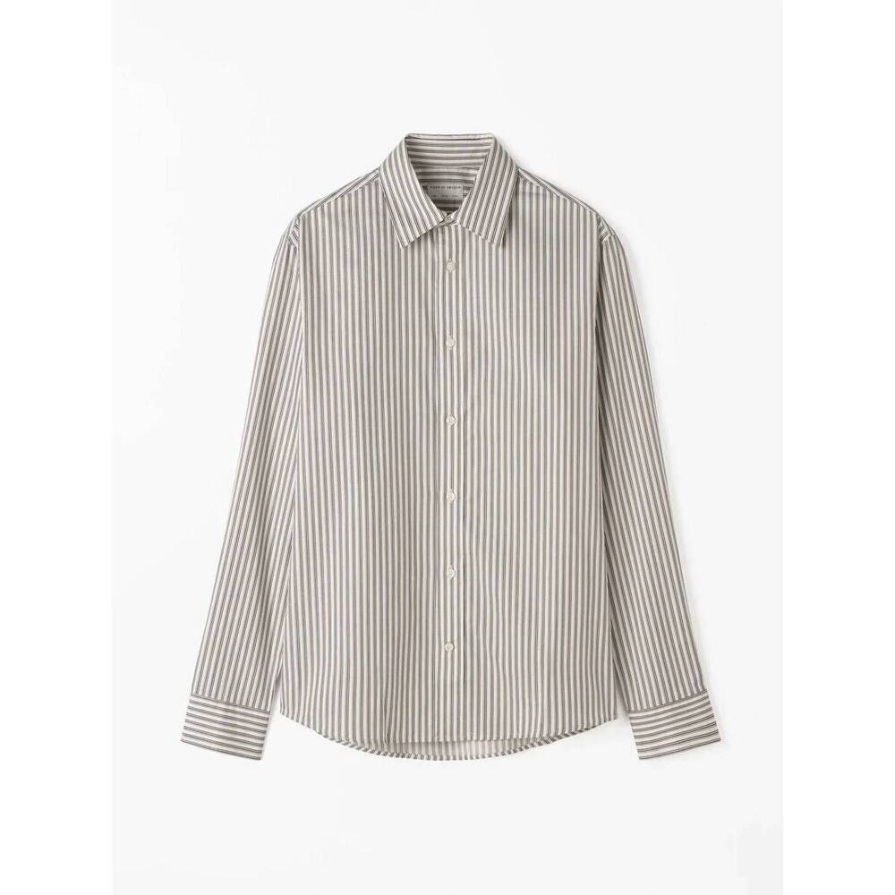 NEW TIGER OF SWEDEN men's lowan long sleeve striped shirt in winter white